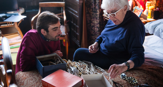 Director Valerio Ruiz with Lina Wertmüller in BEHIND THE WHITE GLASSES.