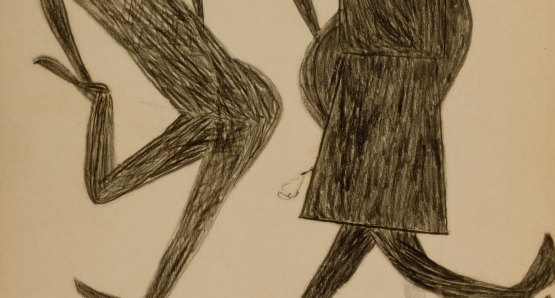 Untitled (Man, Woman, and Dog) by Bill Traylor from the collection of the Smithsonian American Art Museum @1994 Bill Traylor Family Trust