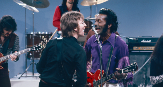 John Lennon and Chuck Berry in a scene from Daytime Revolution. Photo by Michael Leshnov, courtesy Kino Lorber.