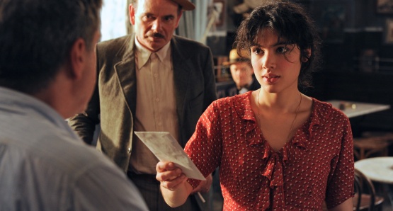 Daniel Auteuil as C&eacute;sar, Jean-Pierre Darroussin as Panisse, and Victoire B&eacute;l&eacute;zy as Fanny in FANNY, a film by Daniel Auteuil.