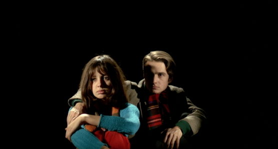 Juliet Berto and Jean-Pierre Leaud in LE GAI SAVOIR.