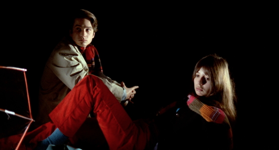 Juliet Berto and Jean-Pierre Leaud in LE GAI SAVOIR.