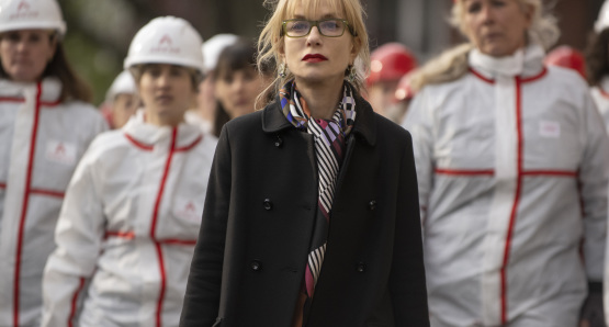 Isabelle Huppert in a scene from La Syndicaliste, courtesy Kino Lorber