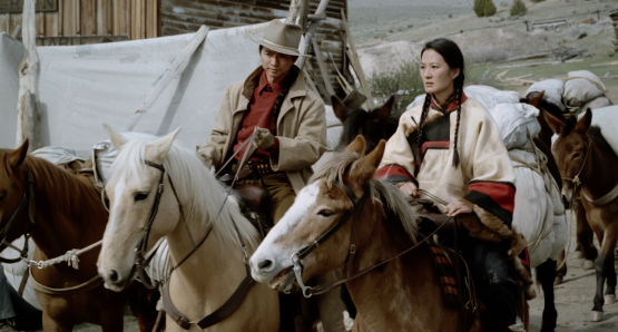 Dennis Dun as Jim and Rosalind Chao as Lalu in Nancy Kelly's THOUSAND PIECES OF GOLD.