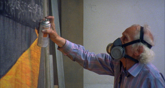 Christo in a scene from <i>Walking on Water</i>, courtesy Kino Lorber